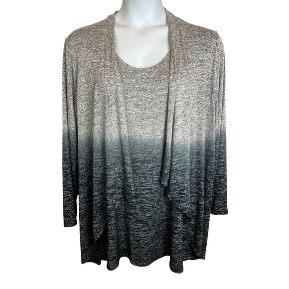 Catherines Cardigan and Tank One Piece Tunic  Size 1X 18-20W  Gray & Black Ombre - Picture 1 of 5